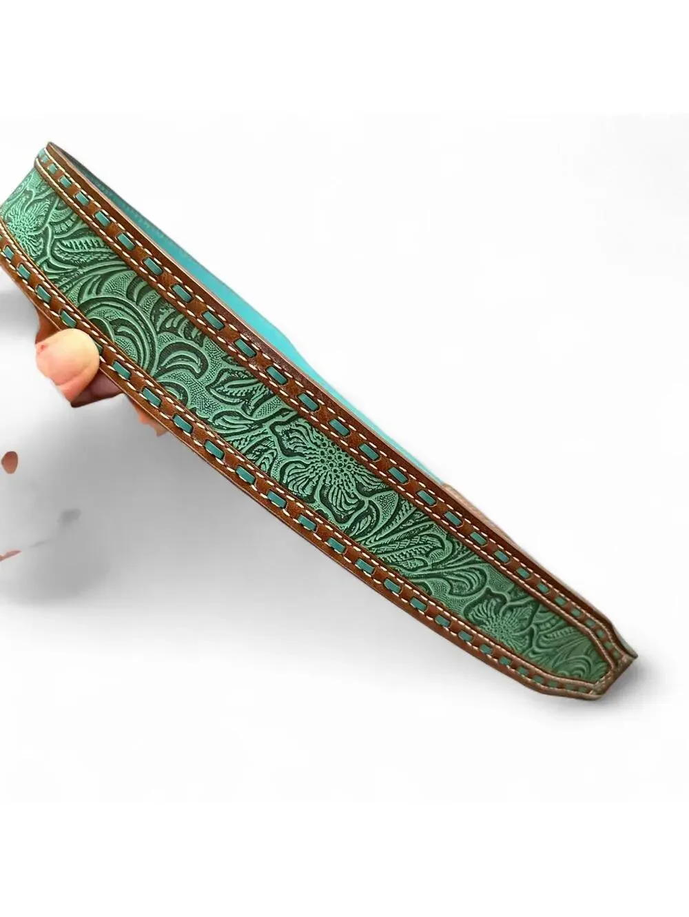 Western Turquoise & Brown Belt with Ornate Buckle